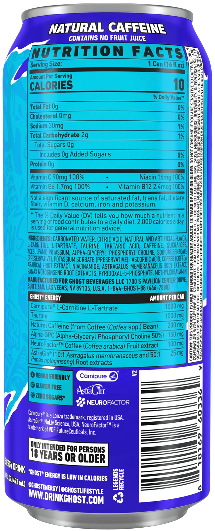 Ghost Energy Drink Blue Raspberry - Image 2