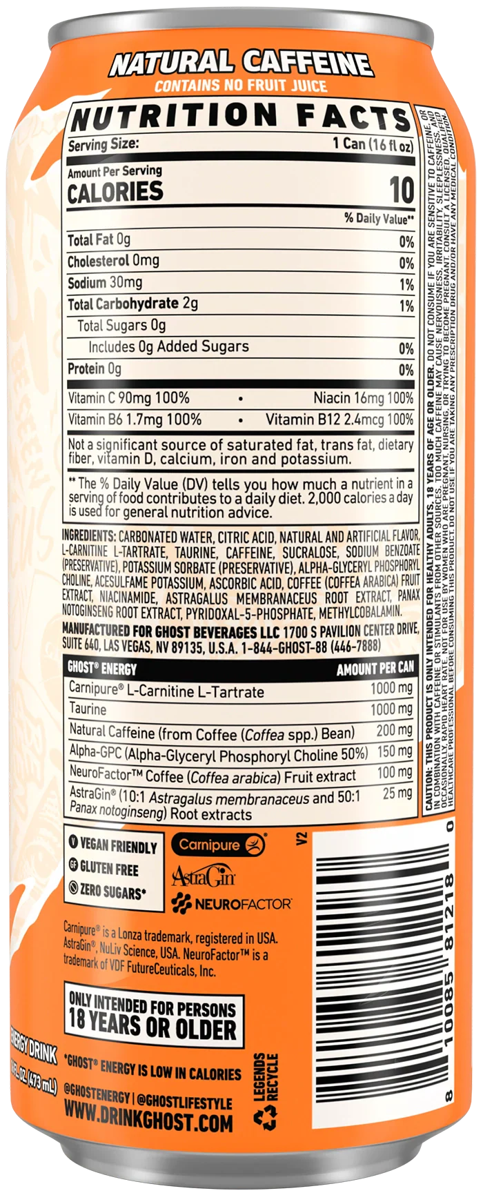 Ghost Energy Drink Orange Cream 12/473ml - Image 2