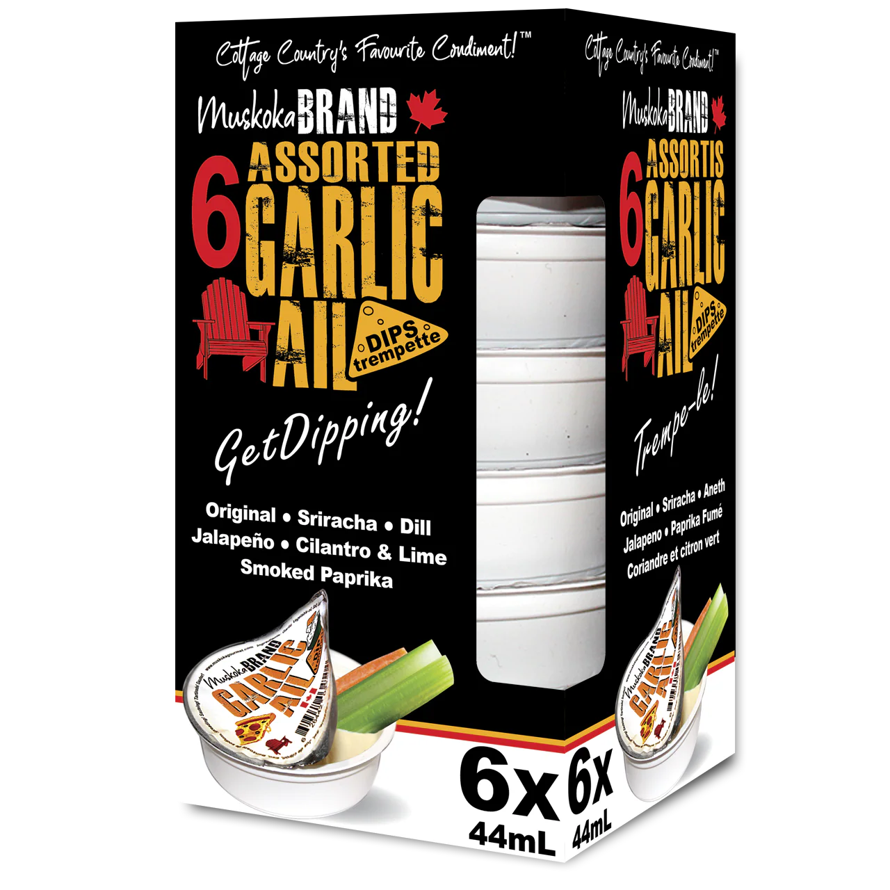 Muskoka Gourmet Dip Cups Assorted Garlic 6/6/44ml