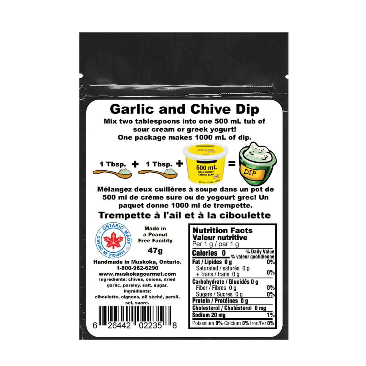 Muskoka Gourmet Dip Mix Garlic and Chive 16/47g - Image 2